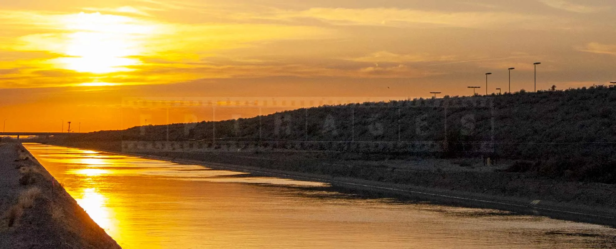 central Arizona canal at sunset