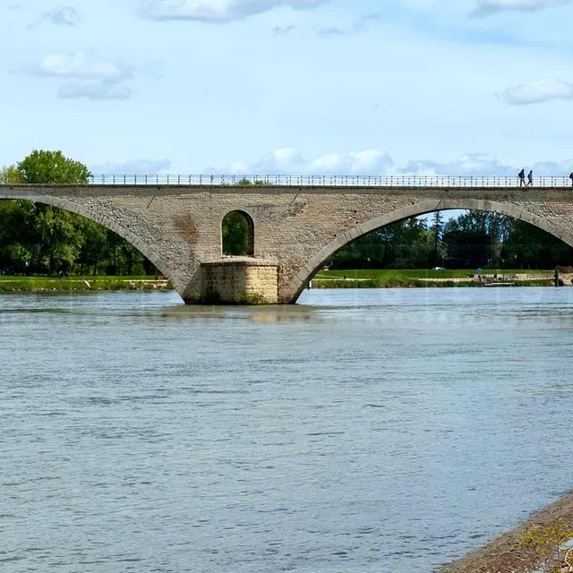 Avignon Papal Bridge and the river Rhone