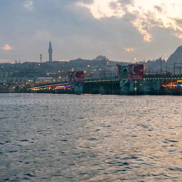 Galata Bridge in Istanbul has many restautants on the lower level