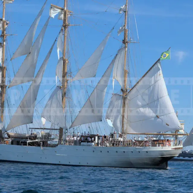 sailing ships Sagres, Kruzenstern and Europa at the start of tall ships race in Halifax