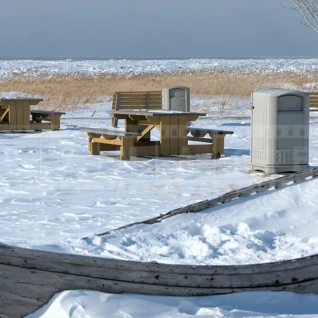 Scenic winter landscape at La Pocatiere, route des navigateurs, Quebec, Canada