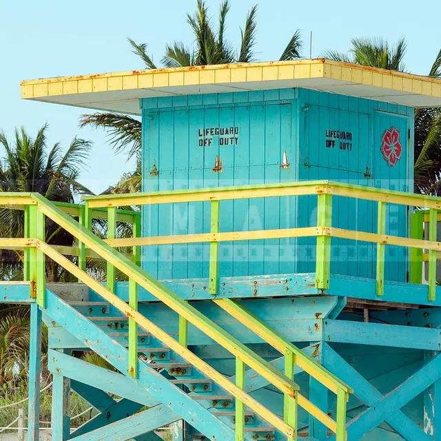 miami beach light blue lifeguard tower
