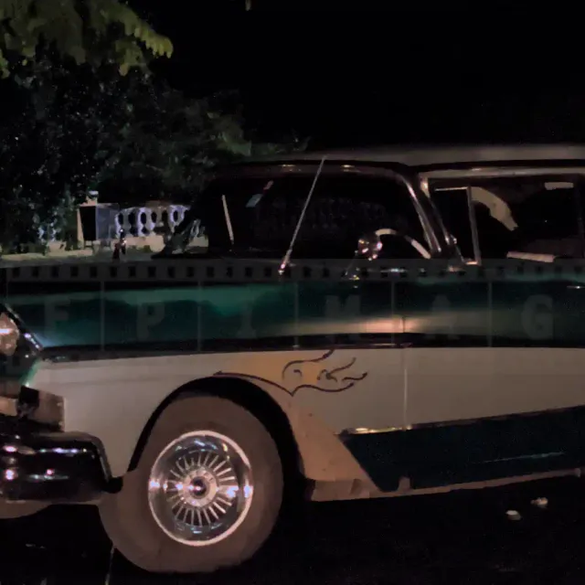 1960s Ford thunderbird at the hotel reception in Cuba