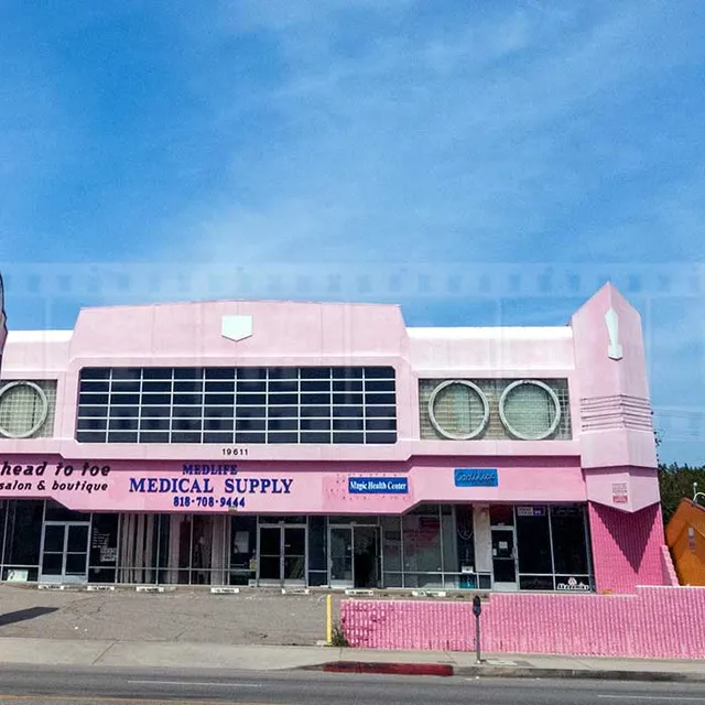 pink cadillac building in california