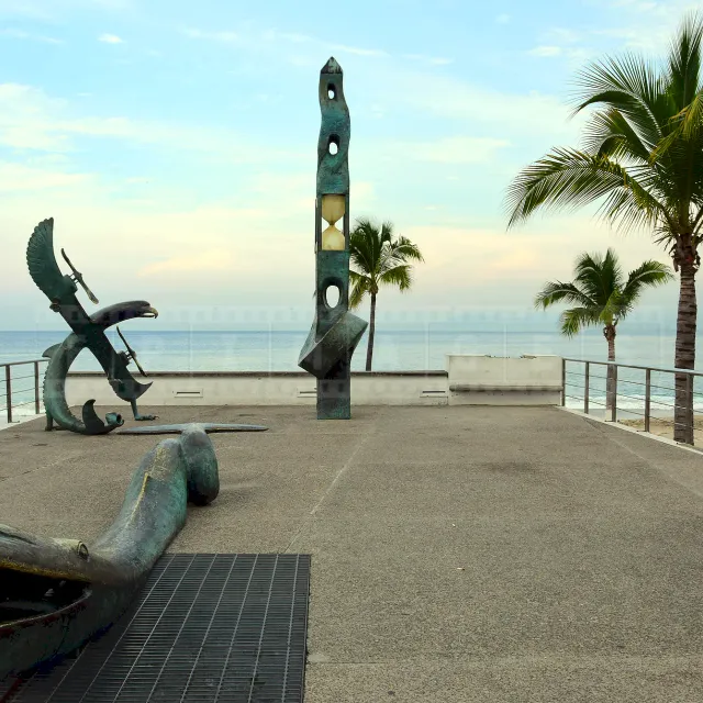 Abstract futuristic art at the Malecon boardwalk in Puerto Vallarta, Mexico