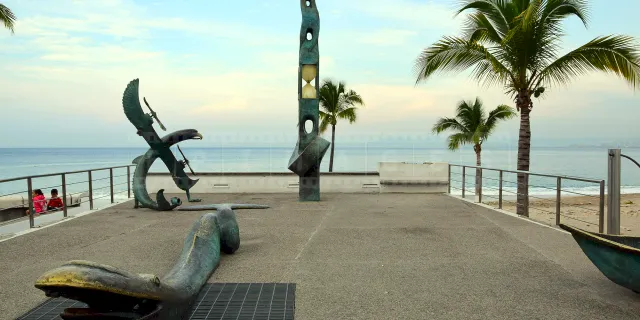 Abstract futuristic art at the Malecon boardwalk in Puerto Vallarta, Mexico