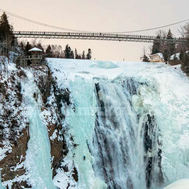 view from of the falls from the visitors center parking lot