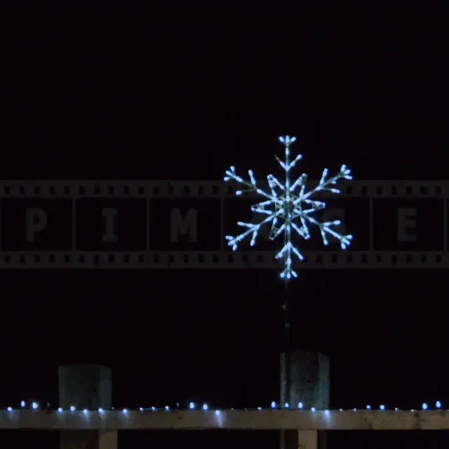 Night images of Xmas Lights - three snowflakes