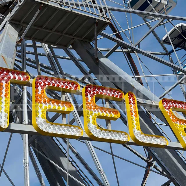 steel pier retro sign at the observation ferris wheel
