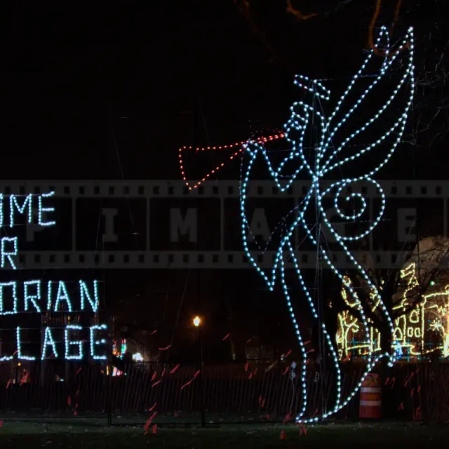 xmas lights angel inviting to victorian village albany, ny